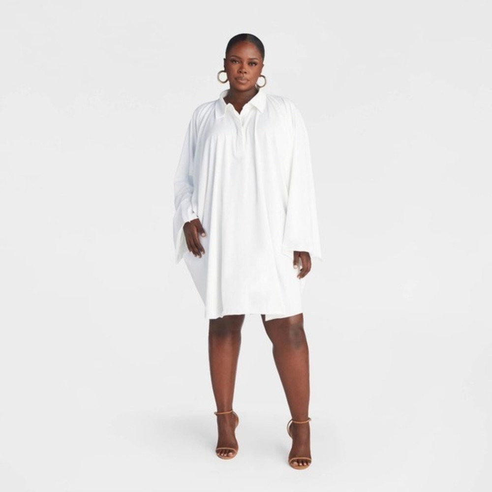 KBB KAHLANA Target Plus 1X Large Long Sleeve The Henley Dress Polo T-Shirt Mini